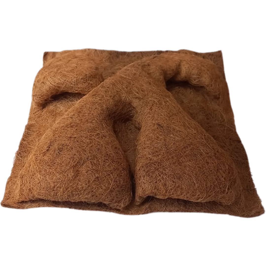 Panel de fondo de fibra de coco con soporte para plantas.